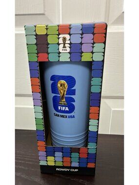 FIFA World Cup Rowdy Cup 24oz USA Blue Plastic Tumbler Logo Cup NIB
